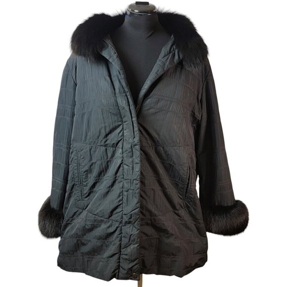 🖤 Saga Furs Women’s XL Coat – Fox Fur Trim & Rabbit Lining! 🖤 - Picture 2 of 13